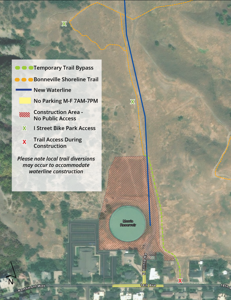 Trail map of the North Bench Pump Station 