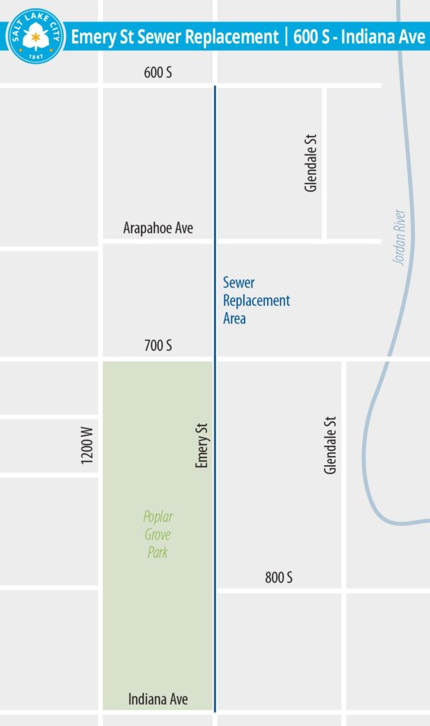 Map of Emery Street sewer replacement area
