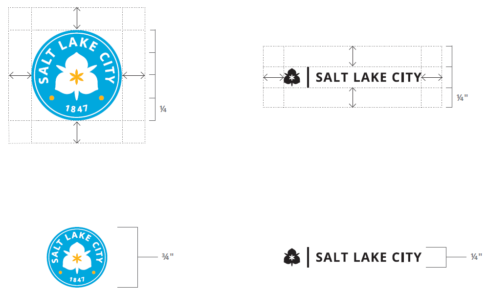 horizontal and circle logo spacing examples.